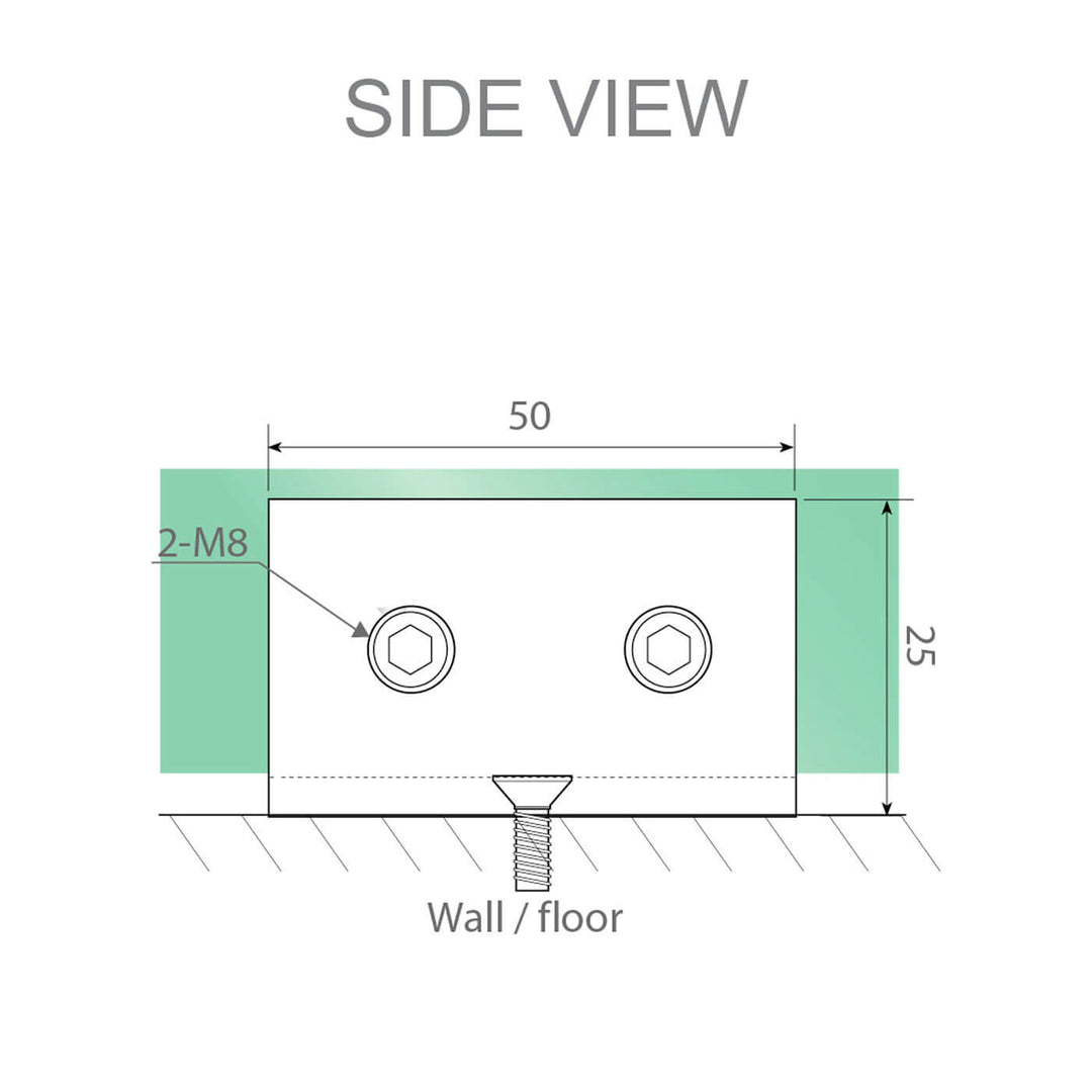 10mm Shower Screen Glass to Wall U Bracket