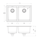 Phoenix 5000 1 & 3/4 Bowl Sink 713x466x220mm