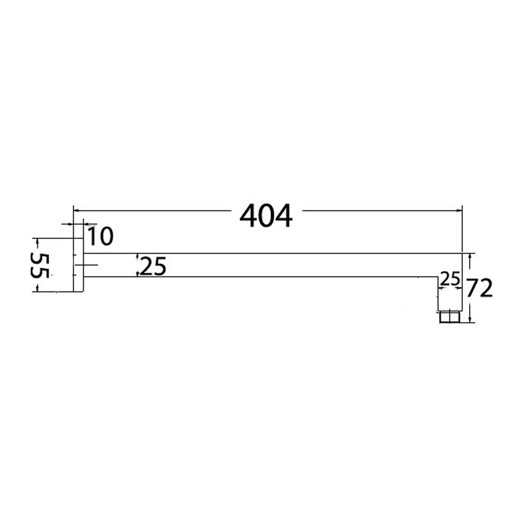 Alice Square Horizontal Shower Arm 404mm