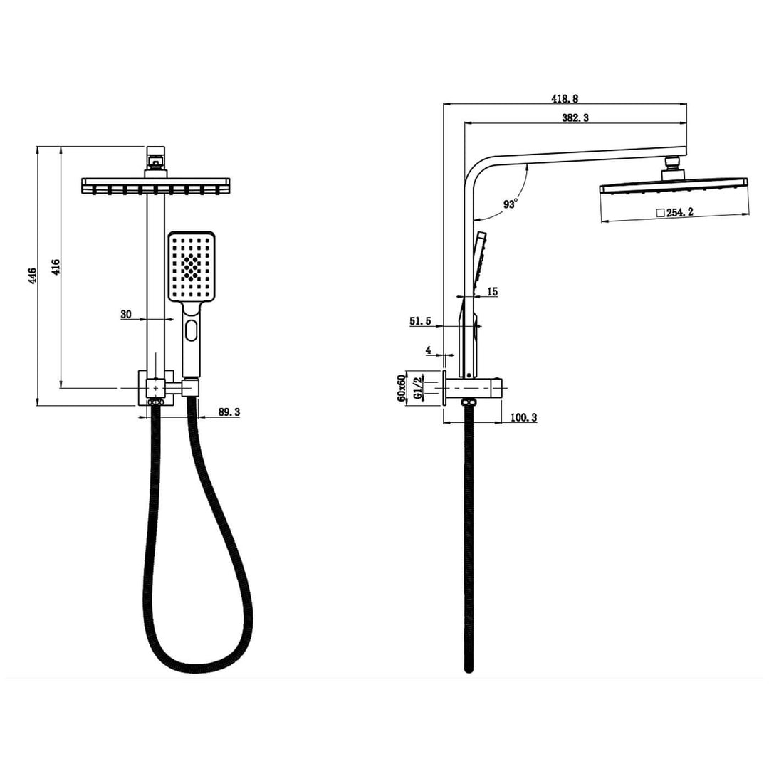 Alice Square Mini Twin Rainhead Handset Shower Set