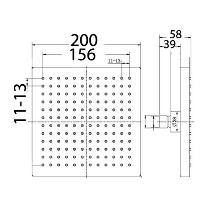 Alice Thick Square Shower Head 200/250mm