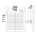 Alice Thick Square Shower Head 200/250mm