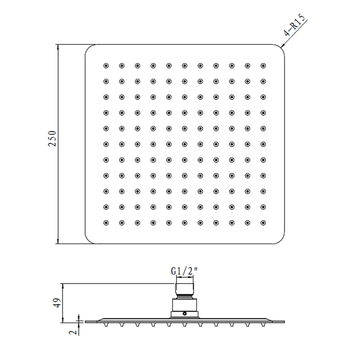 Alice Stainless Steel Thin Square Shower Head 250mm