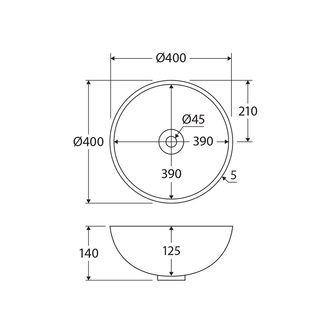 Aluca Round Above Counter Basin 400mm