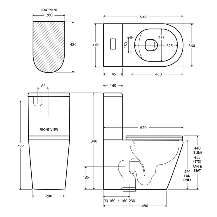 Aluca Rimless Tornado Flush Back to Wall Toilet