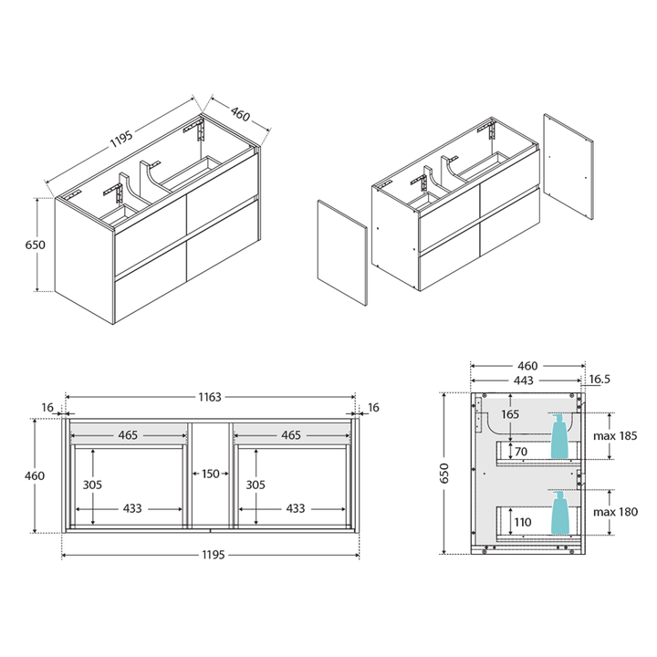 Amato Scandi Oak Wall Hung Vanity (750-1200mm)