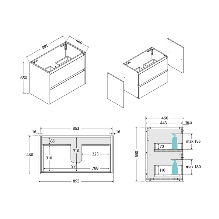 Amato Scandi Oak Wall Hung Vanity (750-1200mm)