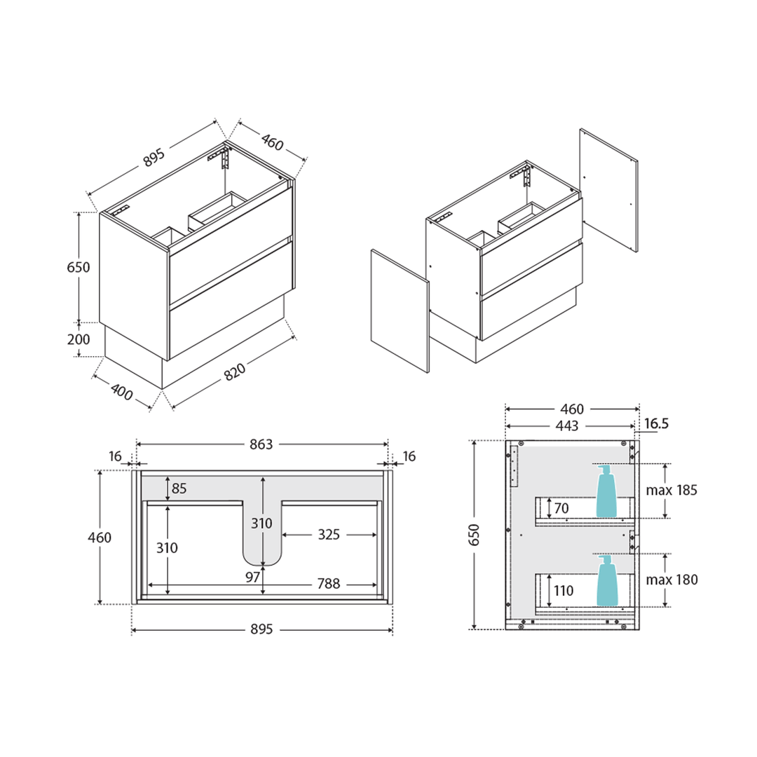 Amato Scandi Oak Floor Mounted Vanity (750-1200mm)