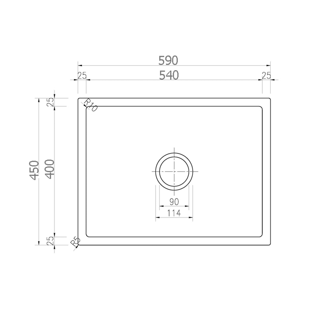 Arcko Granite Single Bowl Sink 590x450x230mm