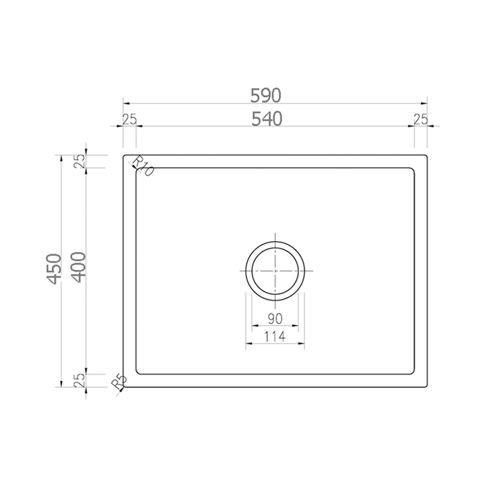 Arcko Granite Single Bowl Sink 590x450x230mm