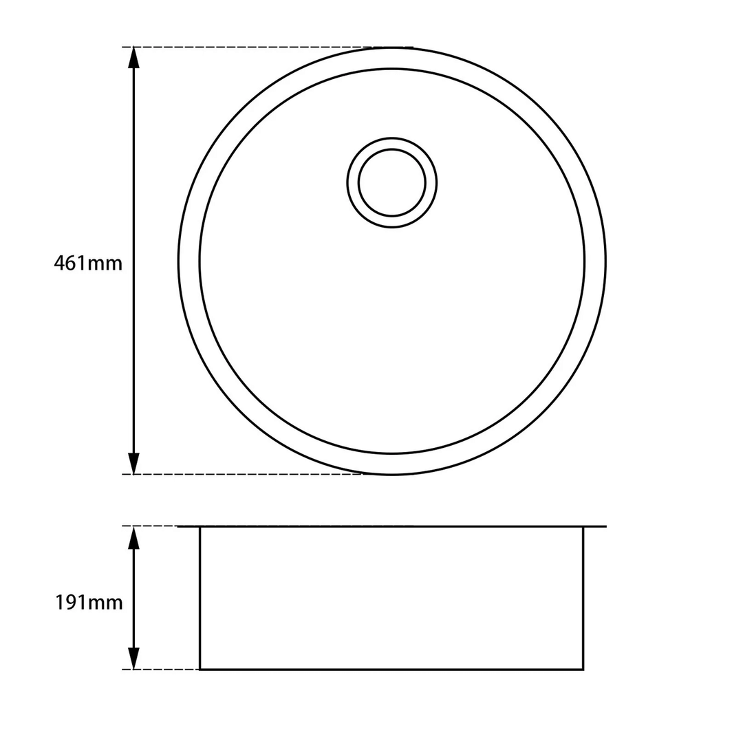 Arete Circle Granite Quartz Sink 460mm