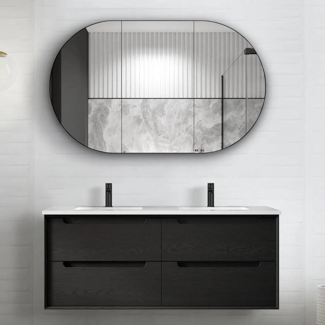 Byron Black Oak Soft Close Wall Hung Vanity (600-1500mm)