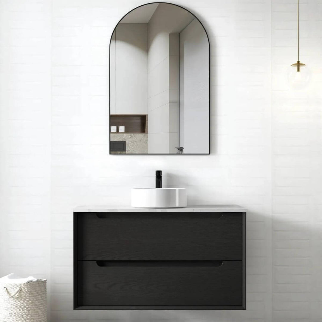 Byron Black Oak Soft Close Wall Hung Vanity (600-1500mm)