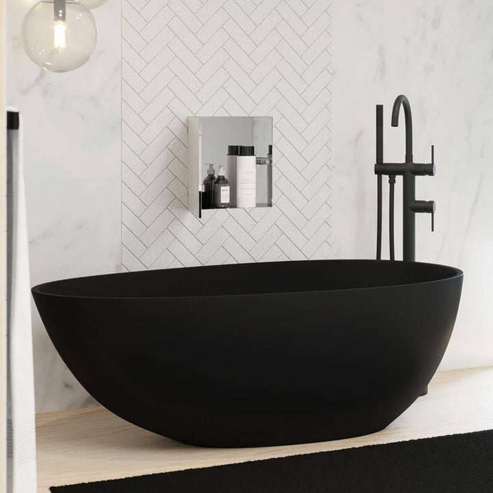 Bahama Freestanding Cast Stone Bathtub 1700mm Matte Black