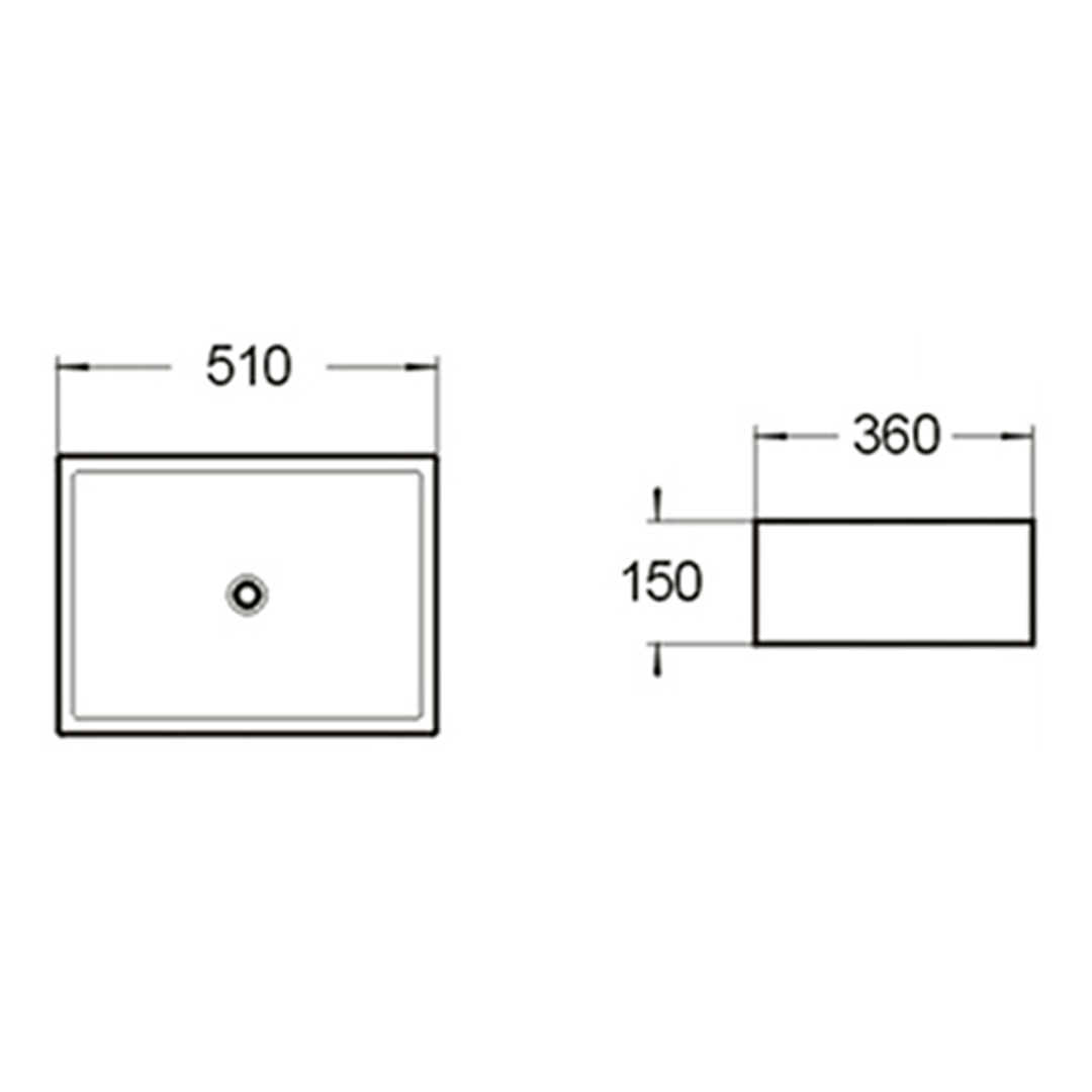 Beau Rectangular Above Counter Overflow Basin 510mm