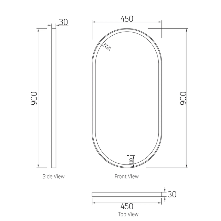 Brighton Pill Oval LED Mirror Framed Safety Glass