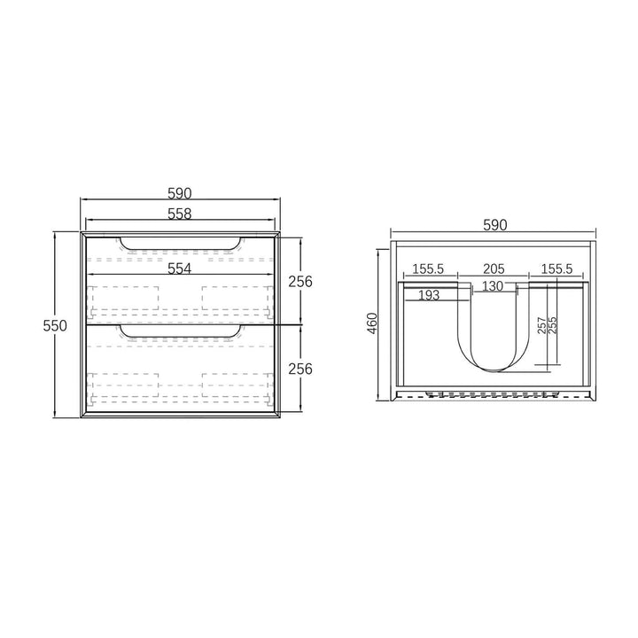 Byron Black Oak Soft Close Wall Hung Vanity (600-1500mm)