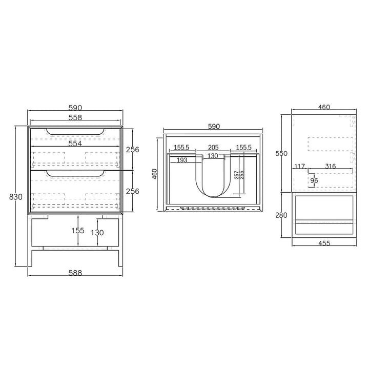 Byron Natural Oak Soft Close Wall Hung Vanity (600-1500mm)