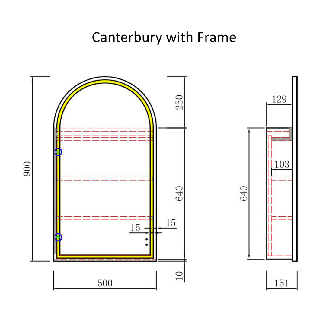 Canterbury LED Mirror Shaving Cabinet 500x900mm