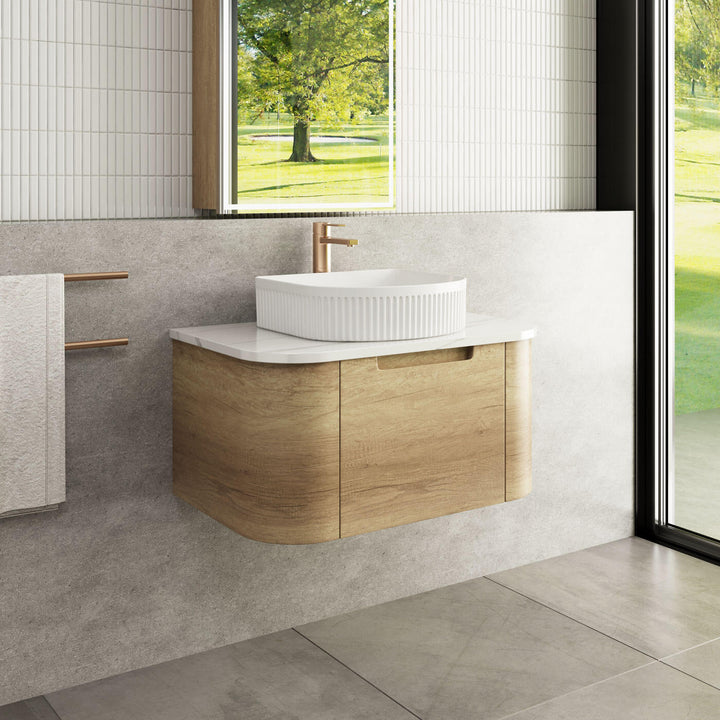 Carita Curved Timber Grain Wall Hung Vanity (750-1800mm)