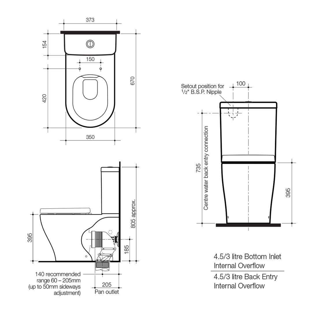 Luna Cleanflush Back to Wall Toilet