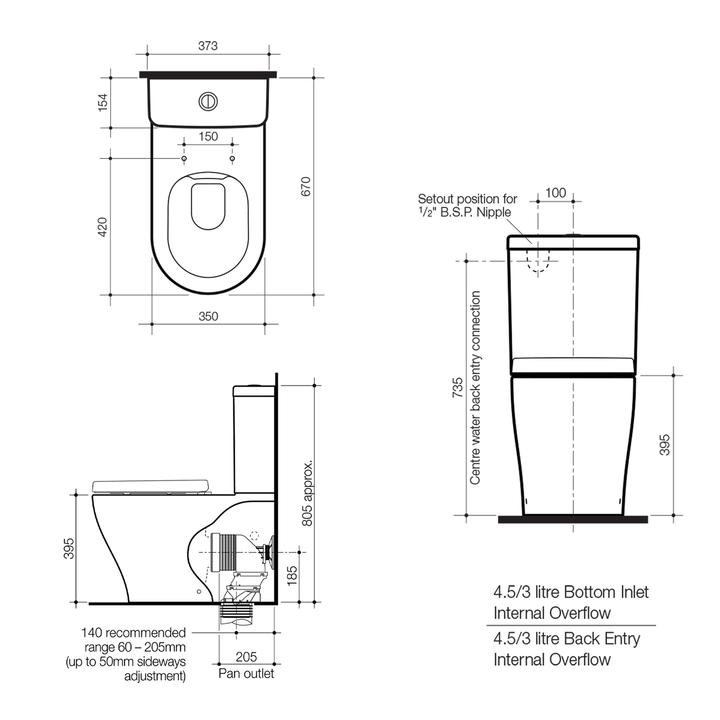 Luna Cleanflush Back to Wall Toilet