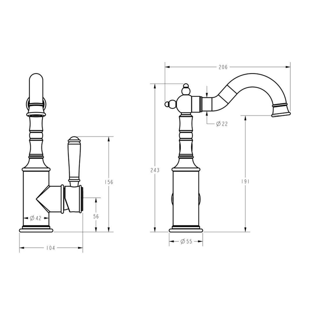 Clasico Ceramic Handle Basin Mixer