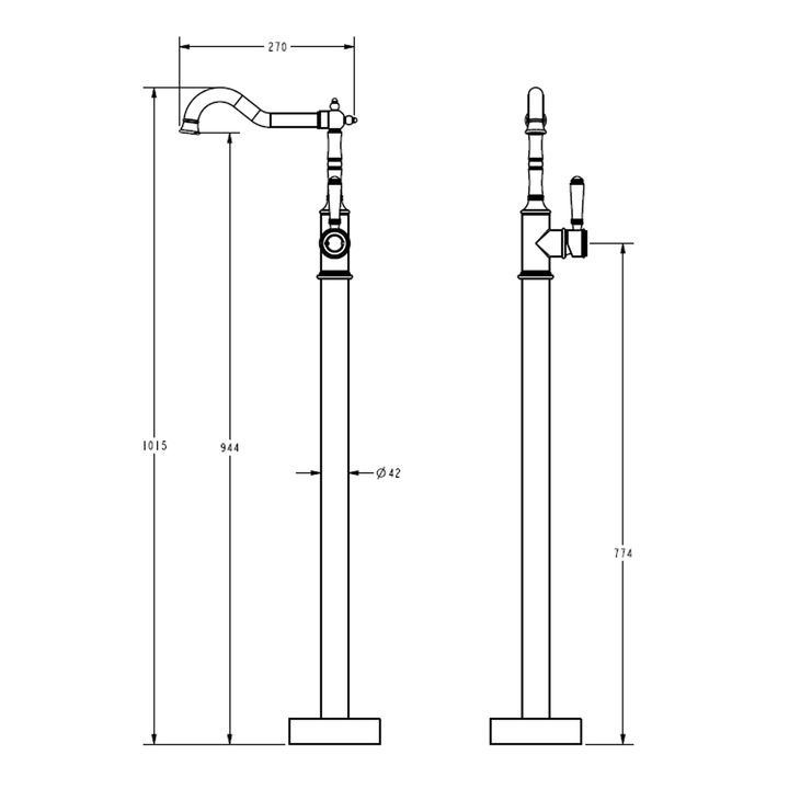 Clasico Brass Handle Freestanding Bathtub Spout