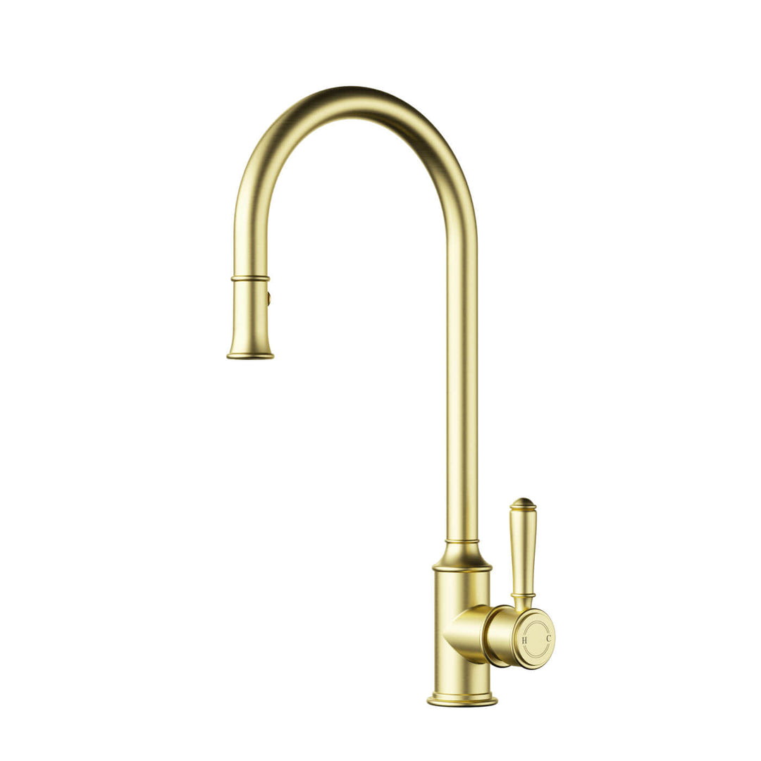 Clasico Brass Handle Pull Out Sink Mixer