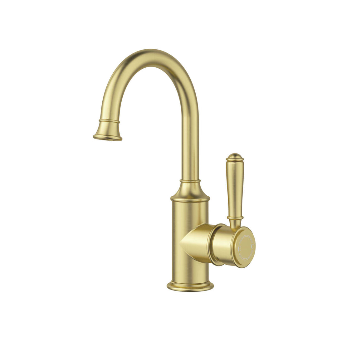 Clasico Gooseneck Brass Handle Basin Mixer