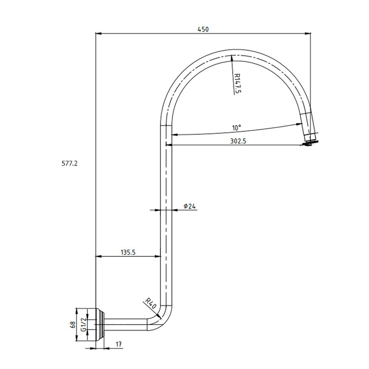 Clasico Gooseneck Shower Arm