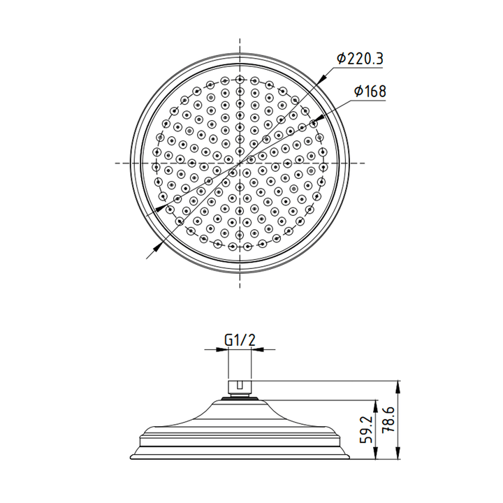 Clasico Rain Shower Head 220mm