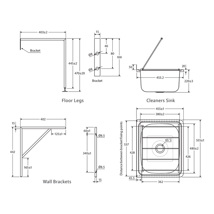 Stainless Steel Cleaners Sink Wall Hung