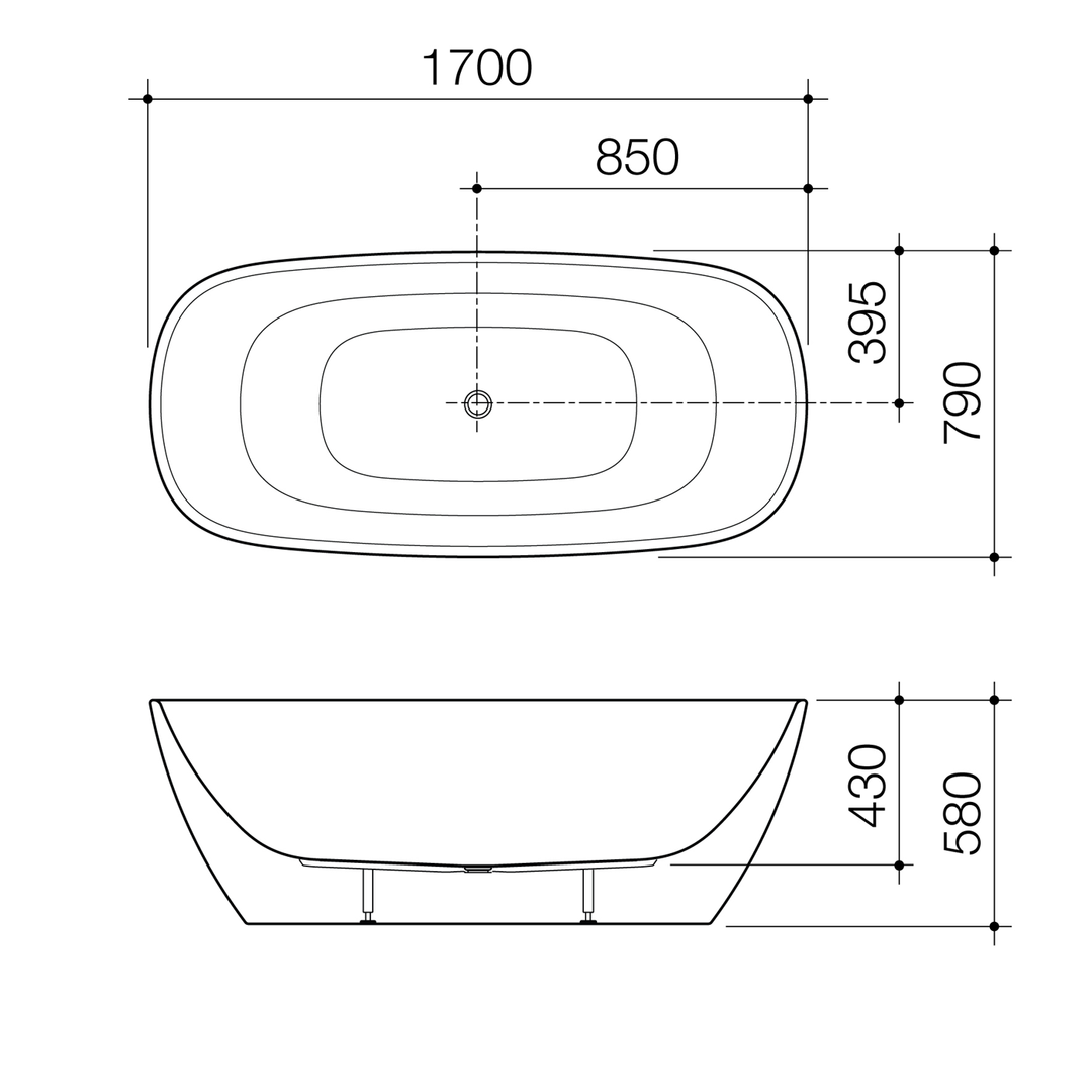 Contura II Freestanding Acrylic Bathtub 1500-1700mm