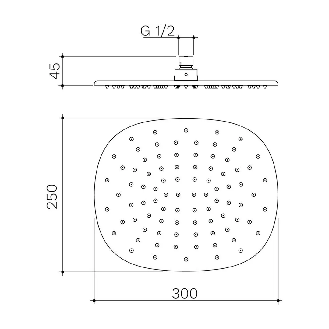 Contura II Oval Shower Head 300x250mm