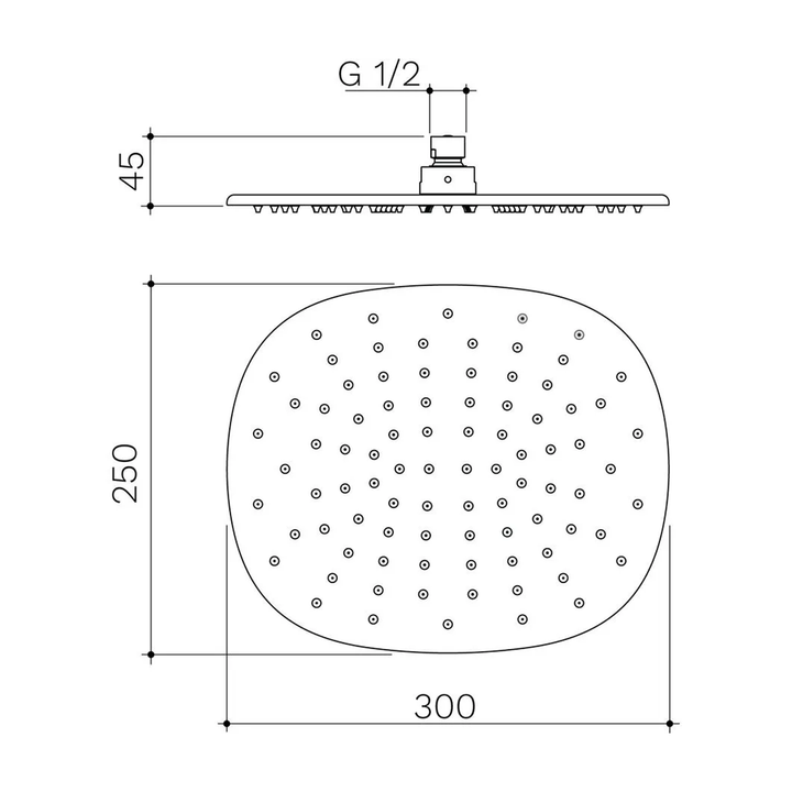 Contura II Oval Shower Head 300x250mm