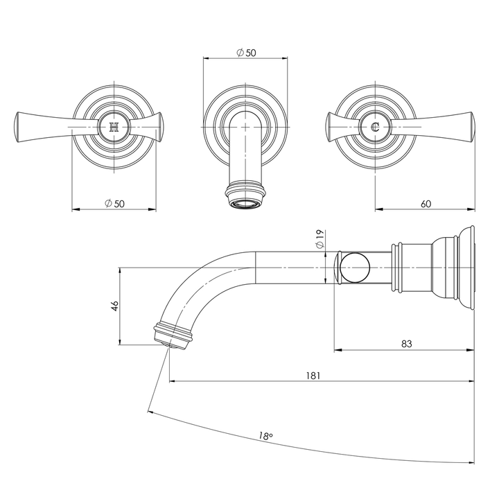 Cromford Wall Assembly Tap Set