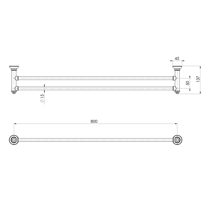 Cromford Double Towel Rail 800mm