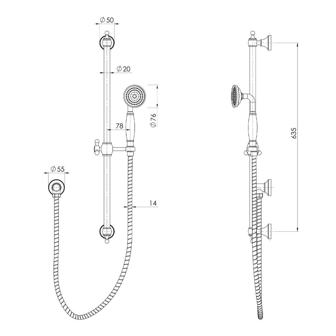 Cromford Sliding Rail Shower