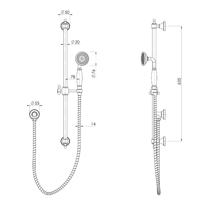 Cromford Sliding Rail Shower