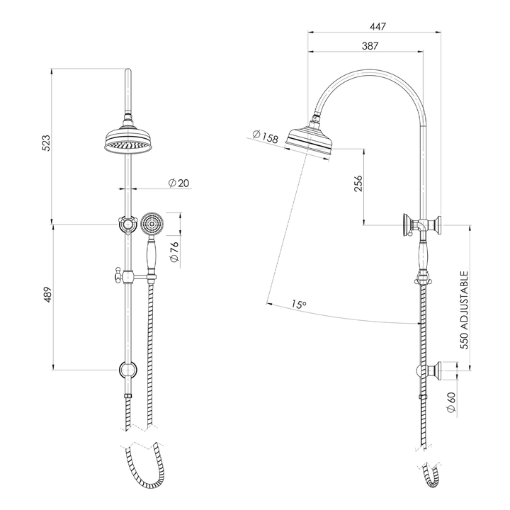 Cromford Twin Shower Rail Set