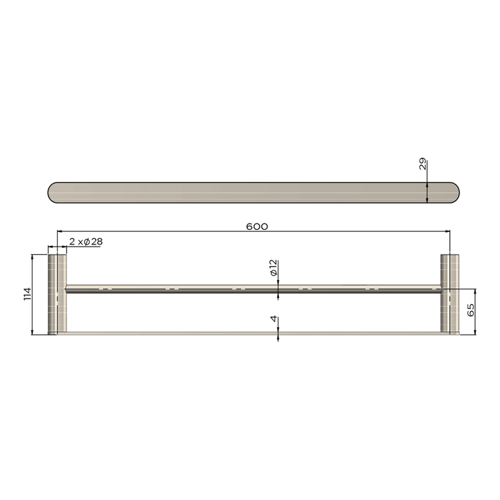 Curvae Double Towel Rail 600-800mm