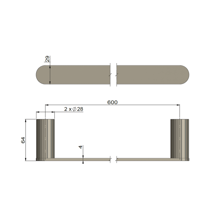 Curvae Single Towel Rail 600mm