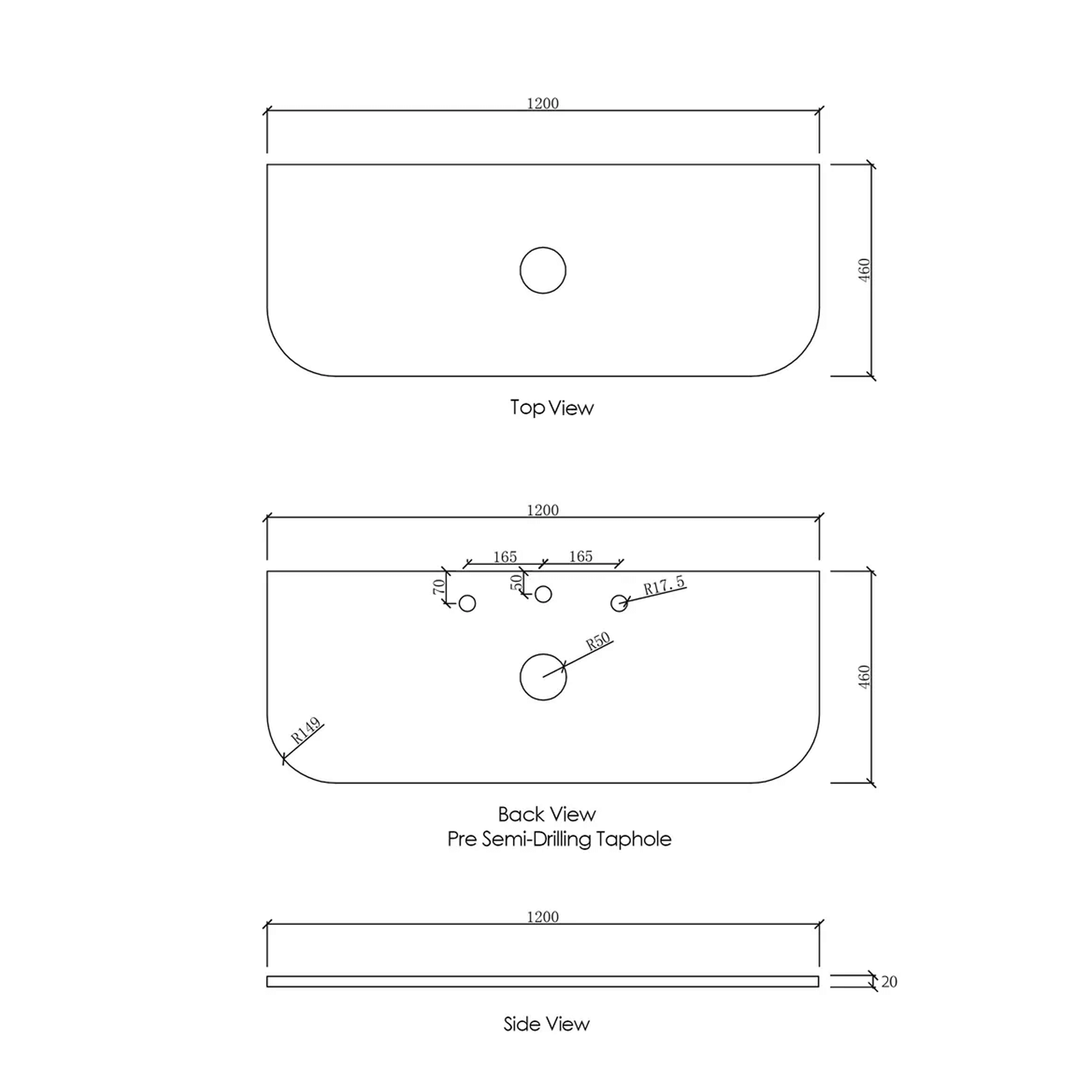 Otti Curved Vanity Stone Benchtop (600-1800mm)