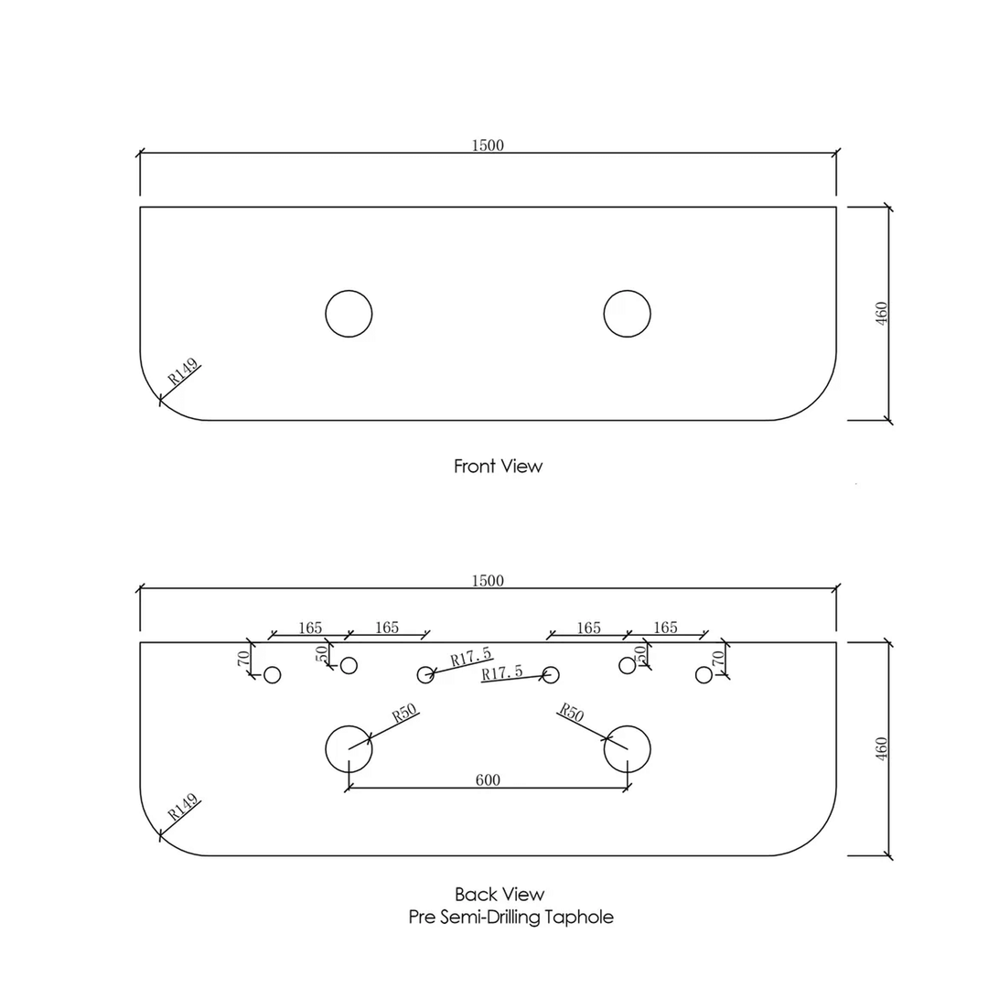 Otti Curved Vanity Stone Benchtop (600-1800mm)