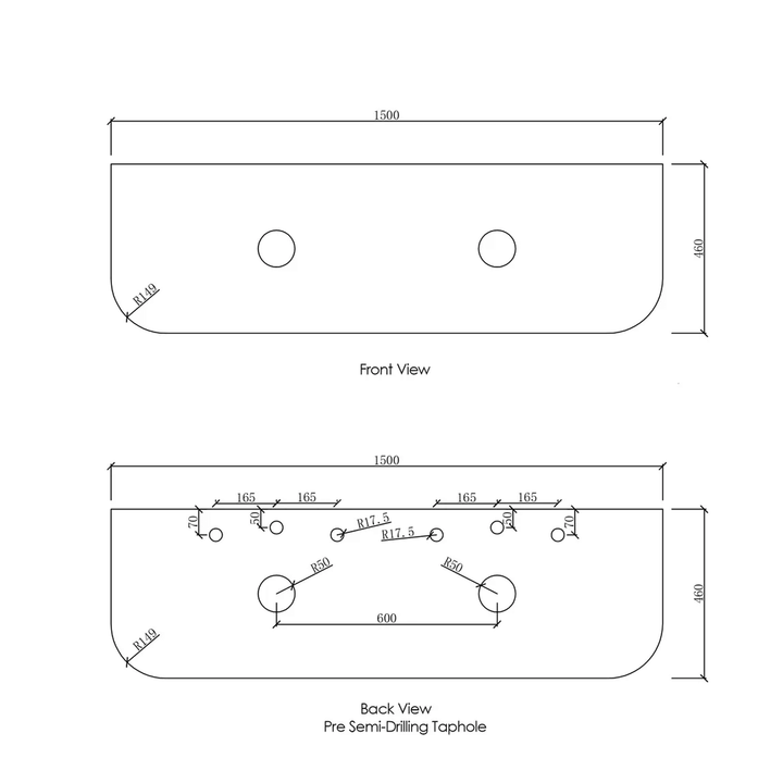 Otti Curved Vanity Stone Benchtop (600-1800mm)