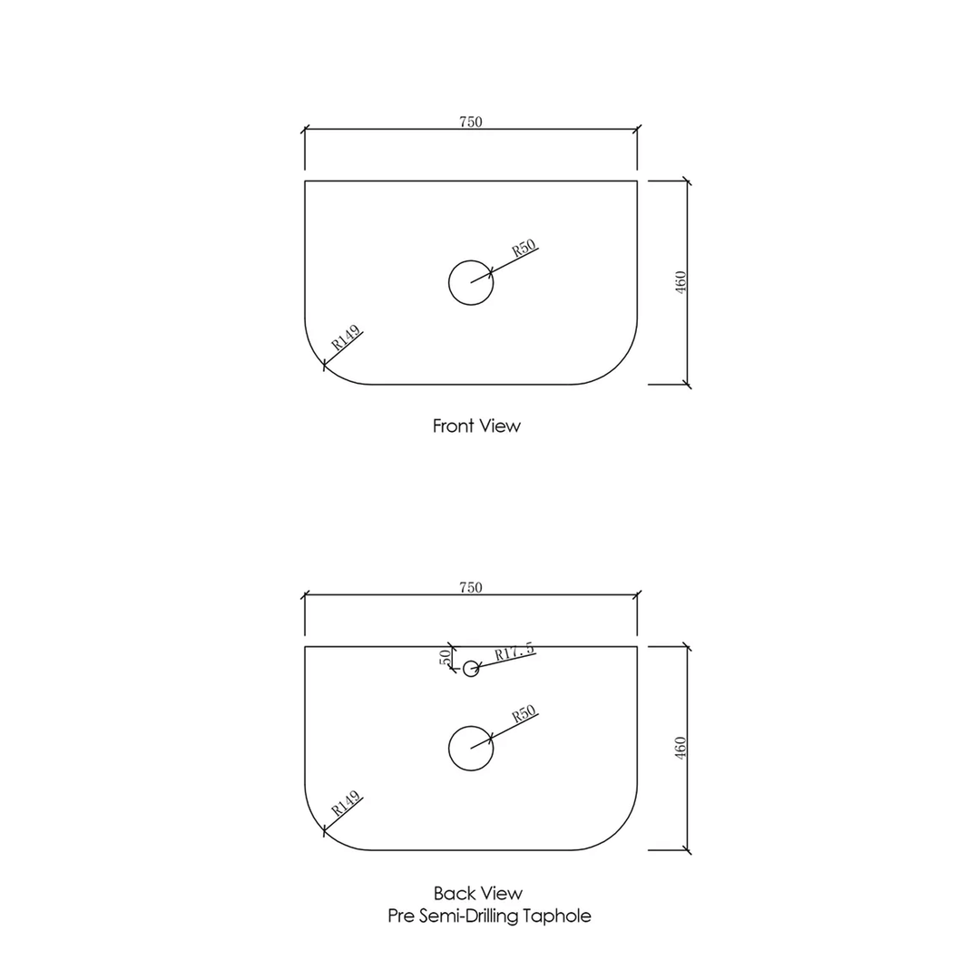 Otti Curved Vanity Stone Benchtop (600-1800mm)