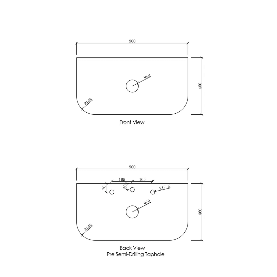 Otti Curved Vanity Stone Benchtop (600-1800mm)