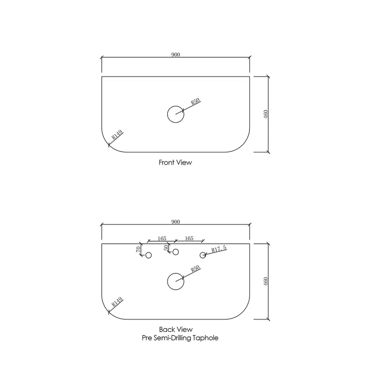 Otti Curved Vanity Stone Benchtop (600-1800mm)