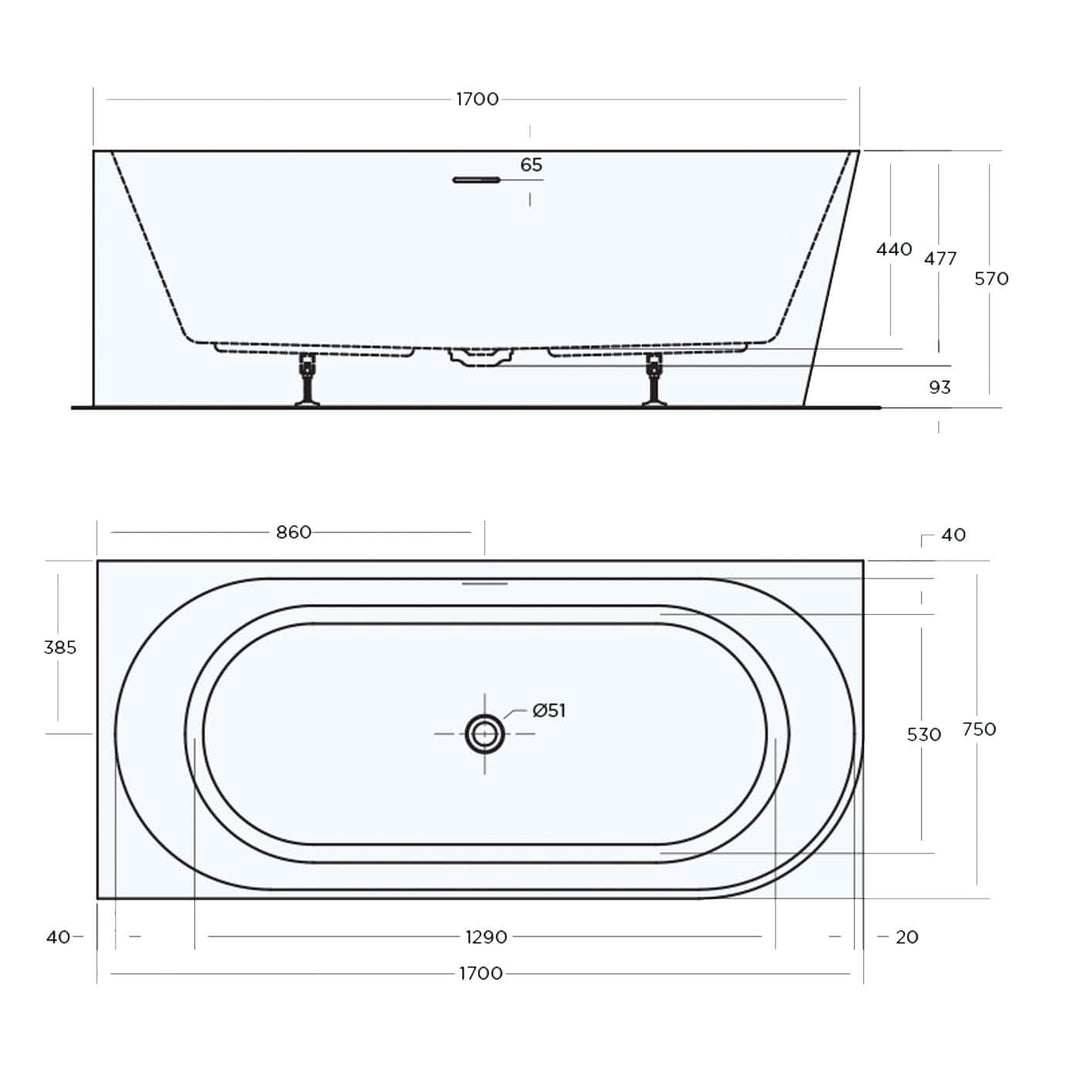 Eco Corner Overflow Bathtub Gloss White 1400-1700mm